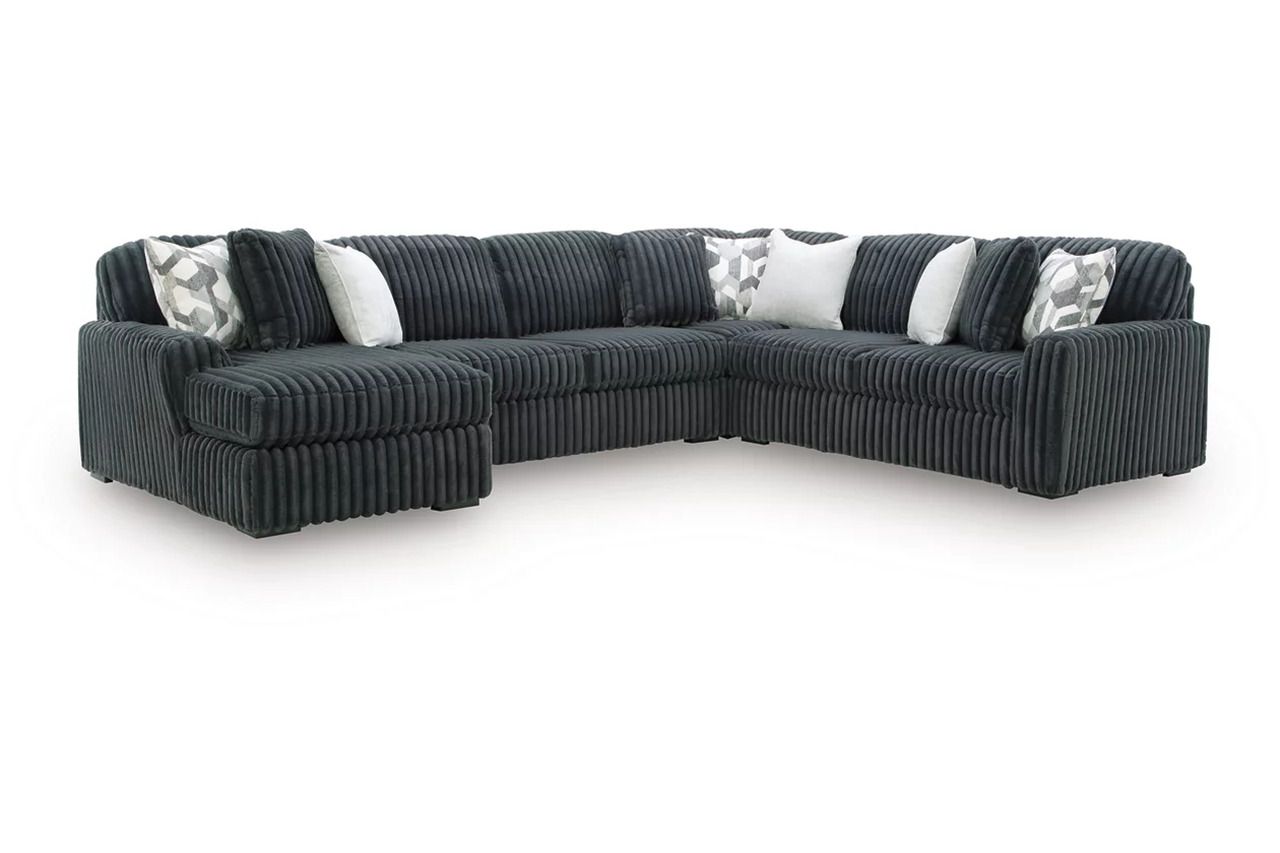 Midnight-Madness 4-Piece Sectional with LAF Chaise In Gunmetal 98105S1