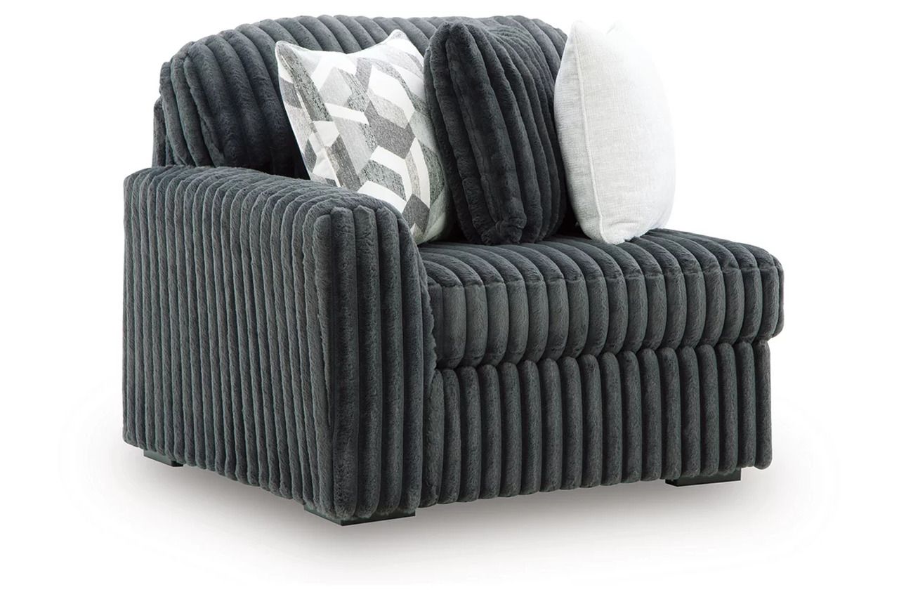 Midnight-Madness 2-Piece Sectional with RAF Chaise In Gunmetal 98105S16