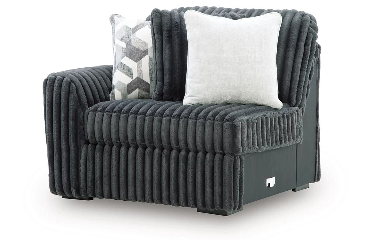 Midnight-Madness 2-Piece Sectional with RAF Chaise In Gunmetal 98105S16