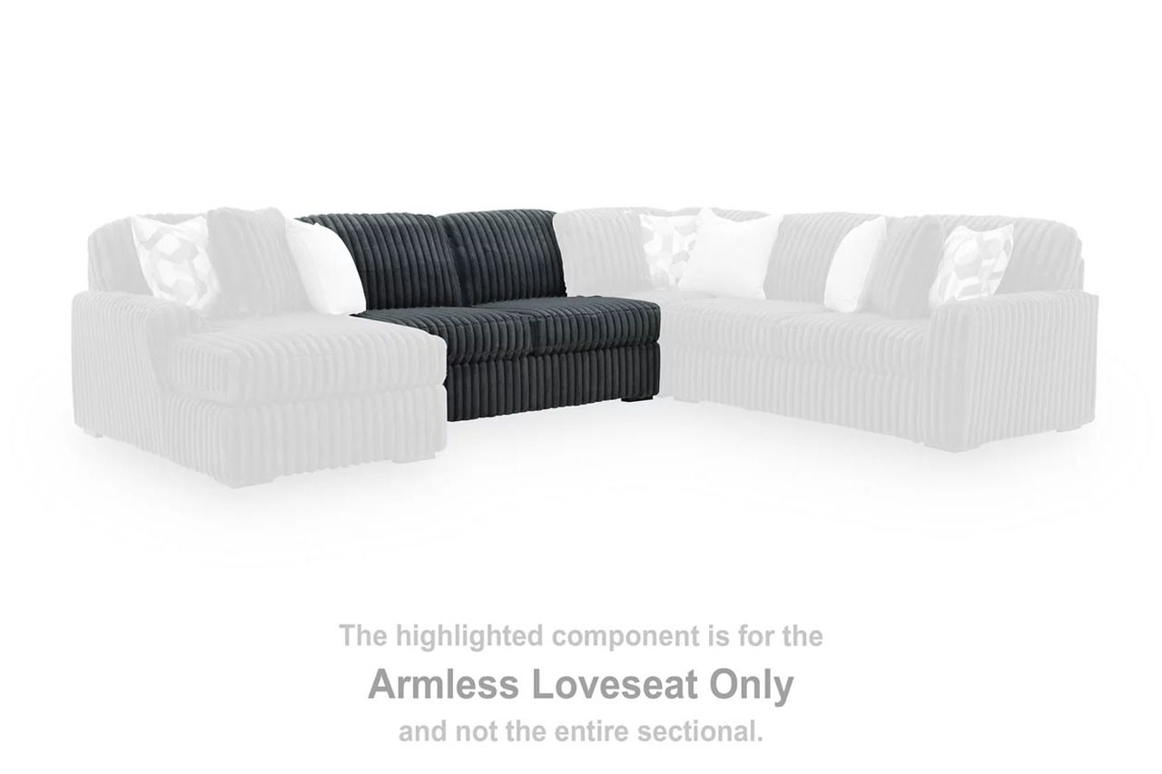 Midnight-Madness 4-Piece Sectional with RAF Chaise In Gunmetal 98105S2