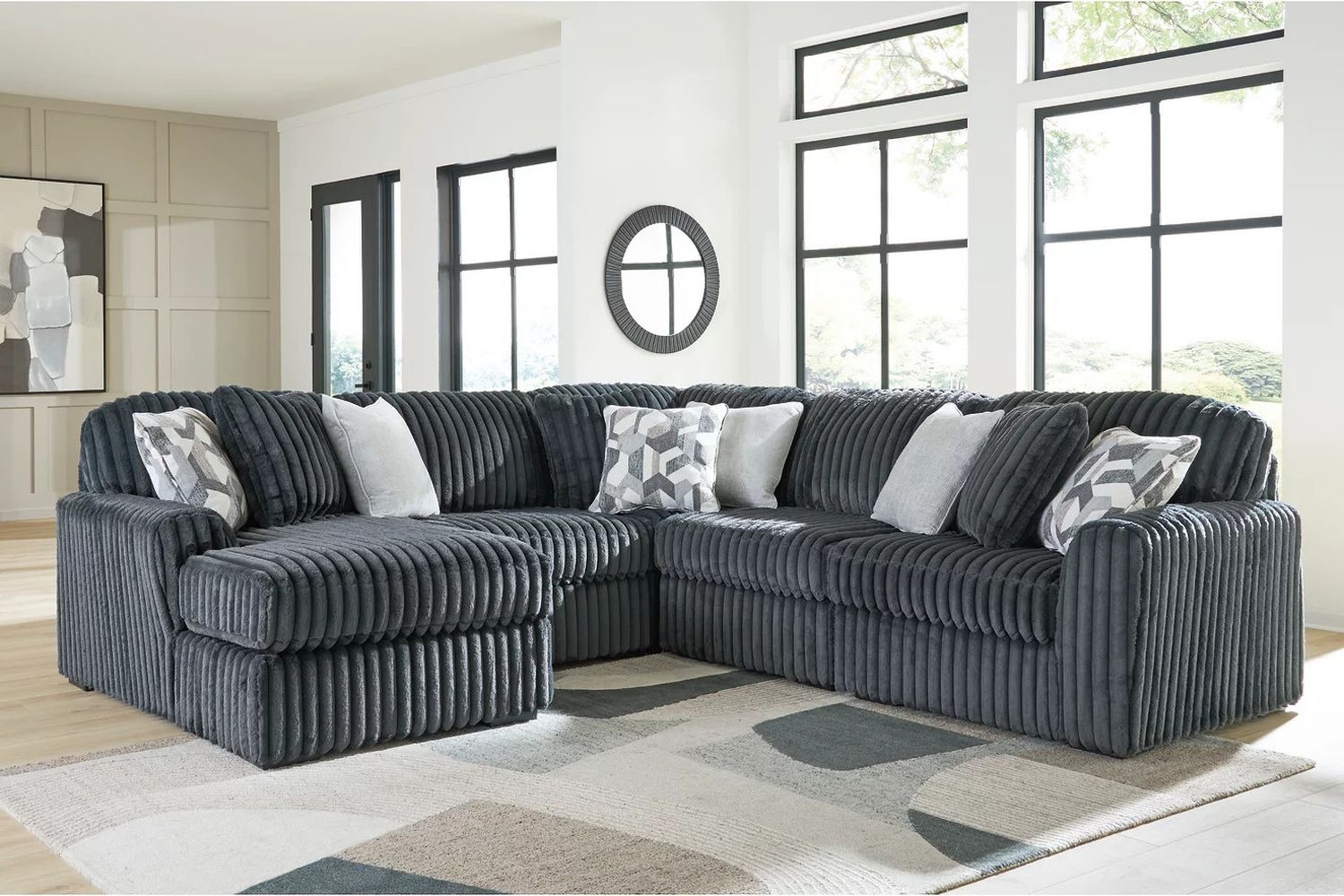 Midnight-Madness 5-Piece Sectional with LAF Chaise In Gunmetal 98105S22