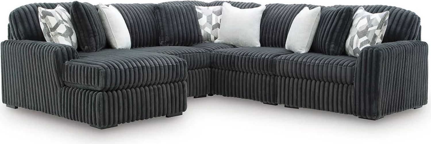 Midnight-Madness 5-Piece Sectional with LAF Chaise In Gunmetal 98105S22