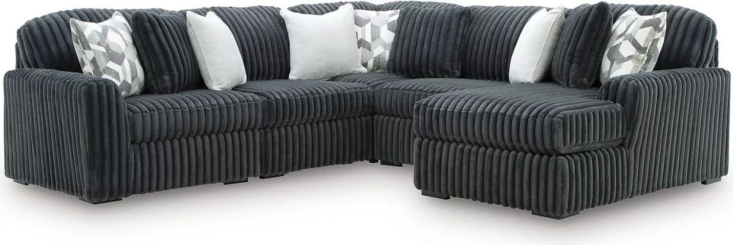 Midnight-Madness 5-Piece Sectional with RAF Chaise In Gunmetal 98105S23