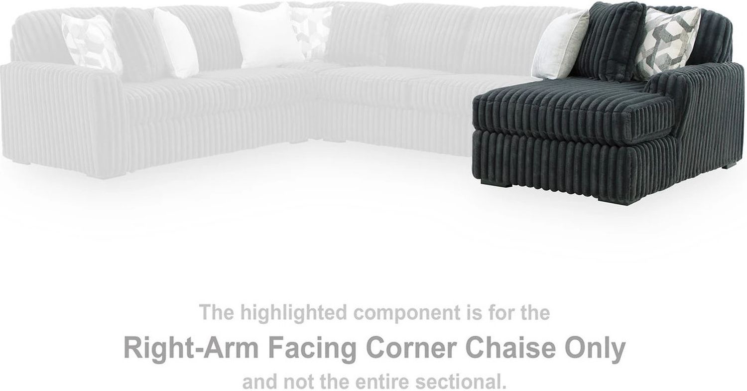 Midnight-Madness 5-Piece Sectional with RAF Chaise In Gunmetal 98105S23
