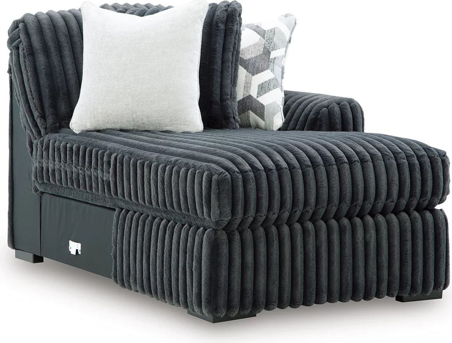 Midnight-Madness 5-Piece Sectional with RAF Chaise In Gunmetal 98105S23