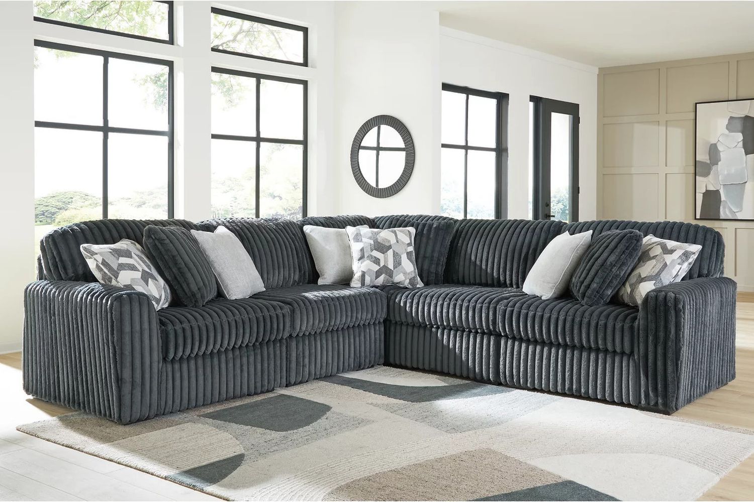 Midnight-Madness 5-Piece Sectional In Gunmetal 98105S27