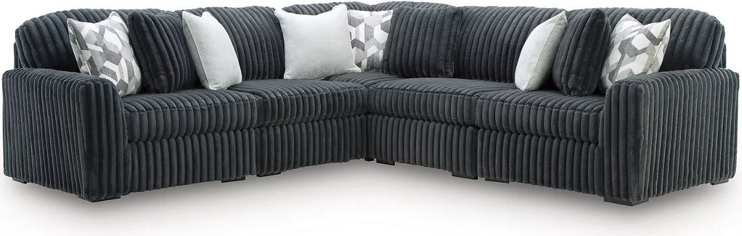 Midnight-Madness 5-Piece Sectional In Gunmetal 98105S27