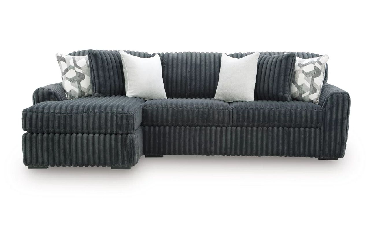 Midnight-Madness 2-Piece Sectional RAF Sofa Chaise In Gunmetal 98105S4