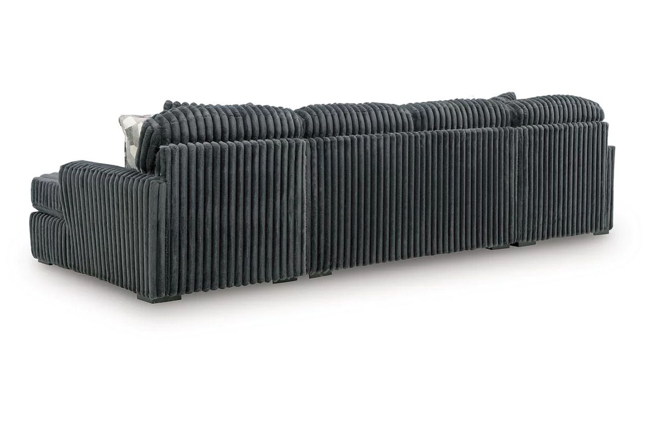 Midnight-Madness 3-Piece LAF Double Chaise Sectional In Gunmetal 98105S7