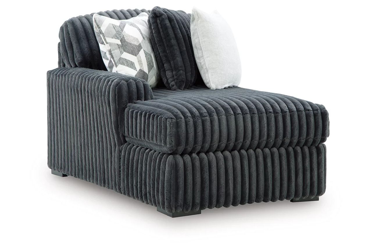 Midnight-Madness 3-Piece LAF Double Chaise Sectional In Gunmetal 98105S7