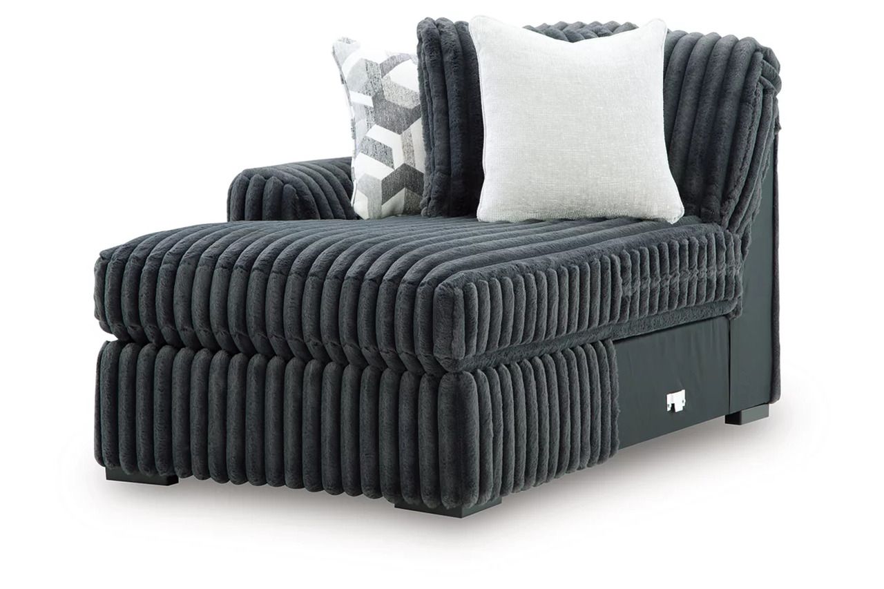 Midnight-Madness 3-Piece LAF Double Chaise Sectional In Gunmetal 98105S7