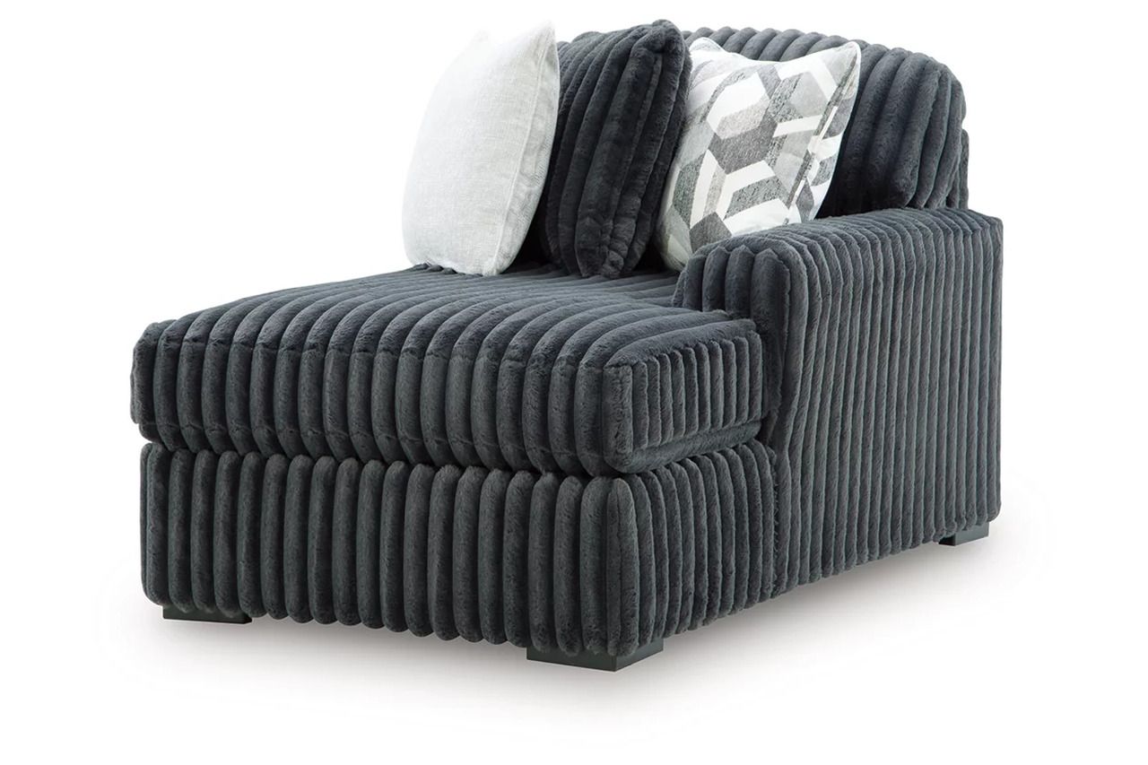 Midnight-Madness 3-Piece LAF Double Chaise Sectional In Gunmetal 98105S7