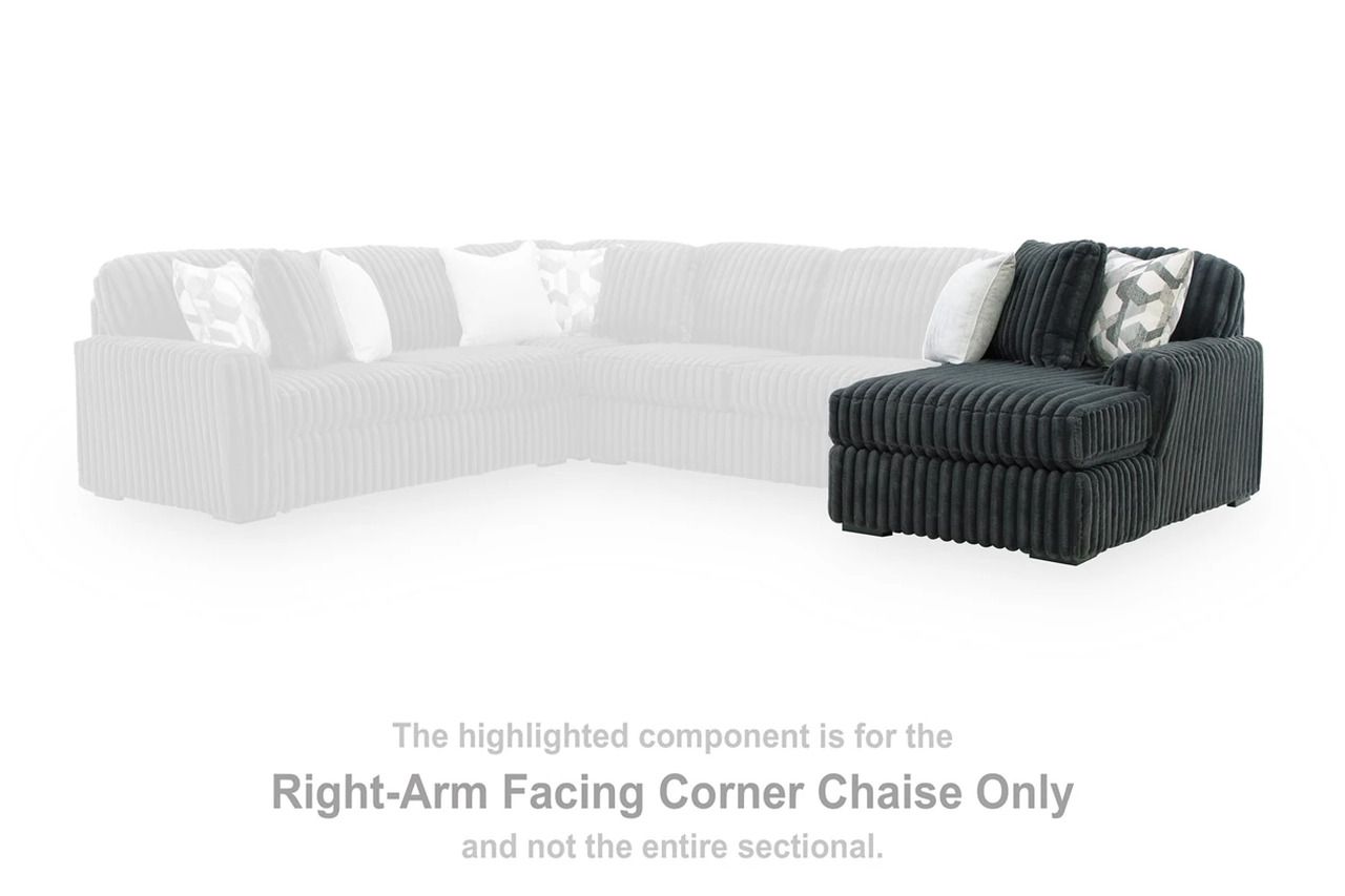 Midnight-Madness 3-Piece LAF Double Chaise Sectional In Gunmetal 98105S7