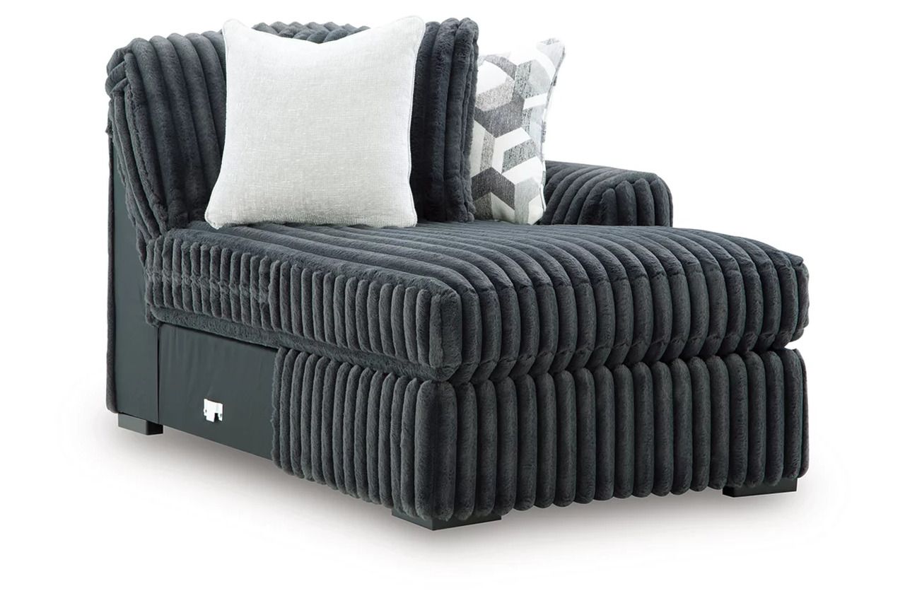 Midnight-Madness 3-Piece LAF Double Chaise Sectional In Gunmetal 98105S7
