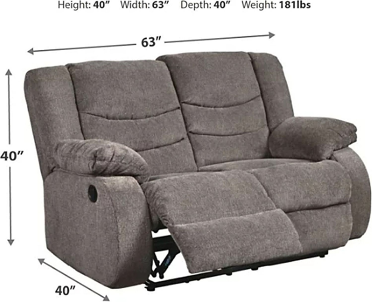 Tulen Reclining Loveseat In Gray 9860686