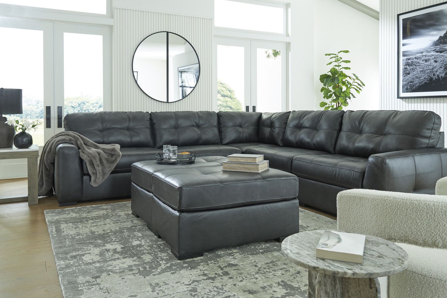 Brindley Pier Oversized Accent Ottoman In Fog 9950308