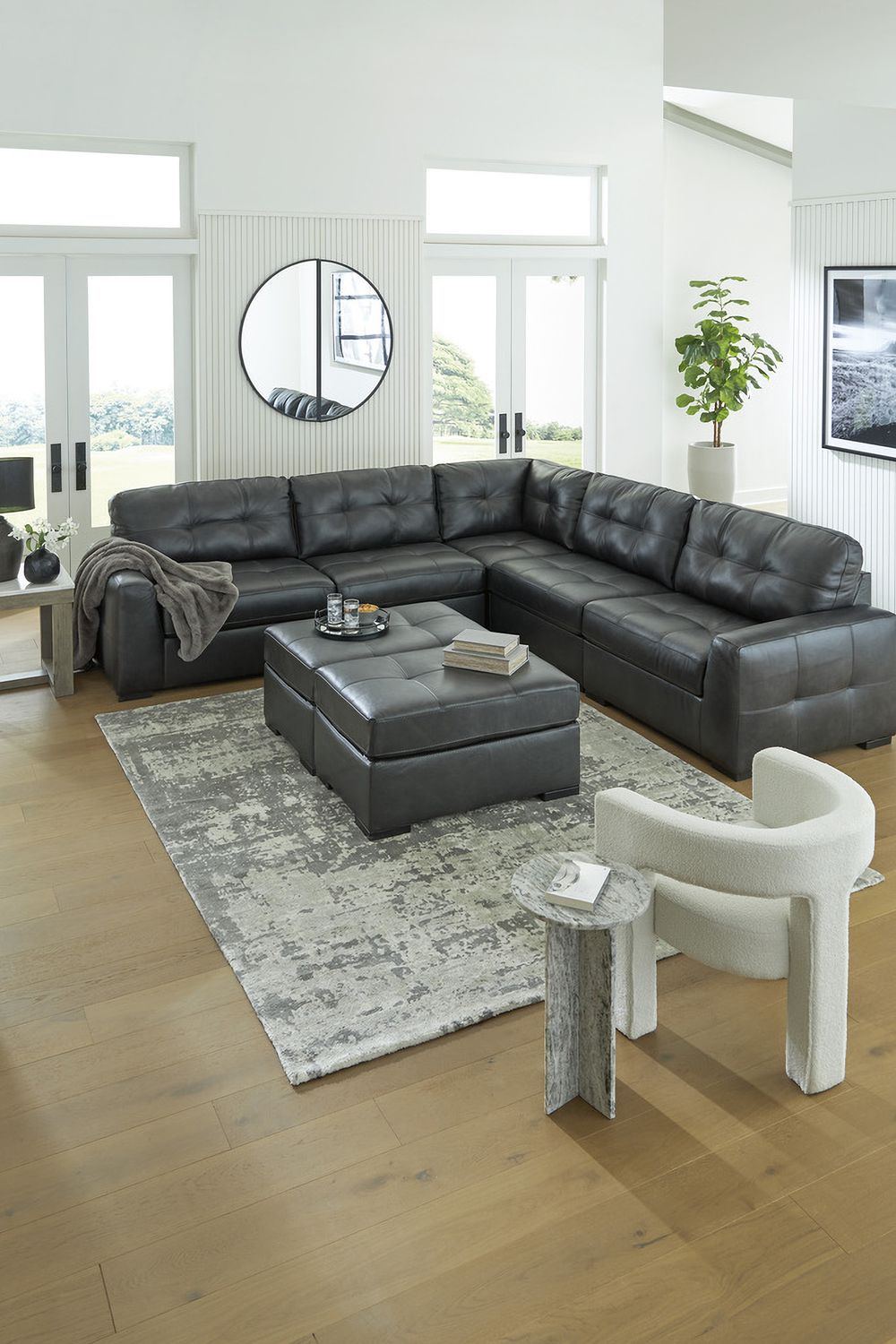Brindley Pier Oversized Accent Ottoman In Fog 9950308
