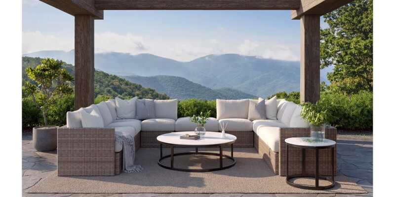 Greyson Outdoor Round Cocktail Table A03148RDCTSHELLGRA