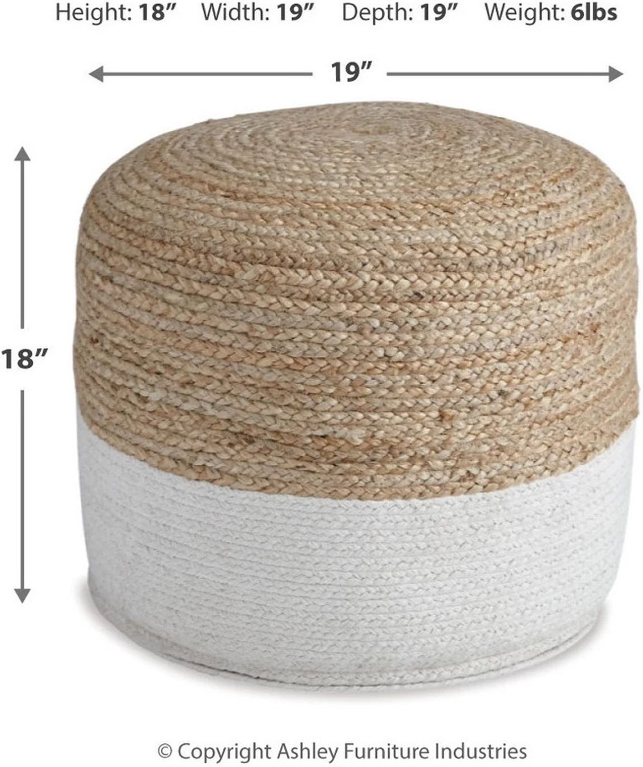 Sweed Valley Natural And White Pouf A1000420