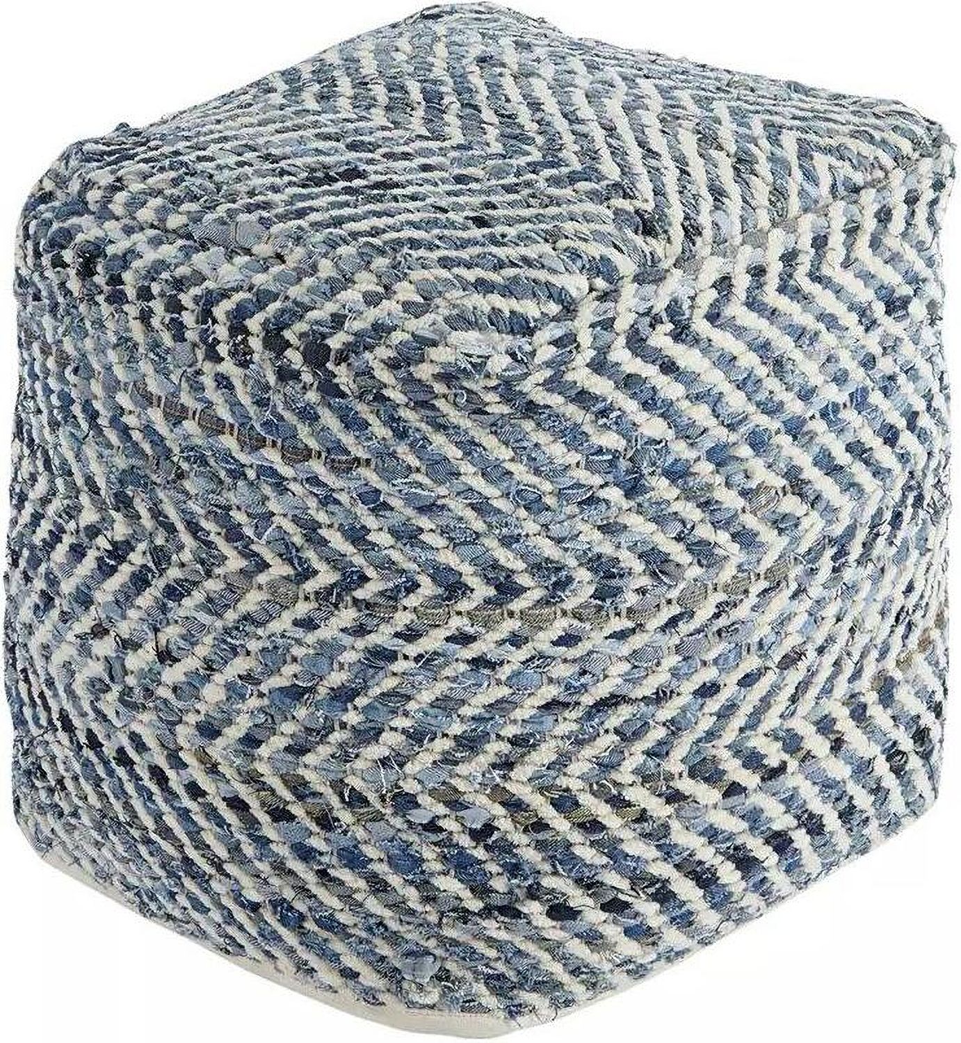 Chevron Blue Pouf A1000445
