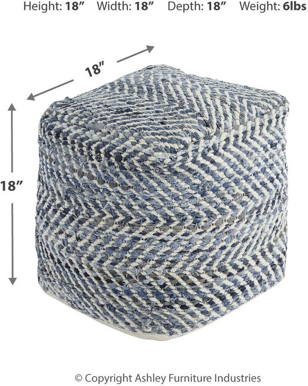 Chevron Blue Pouf A1000445