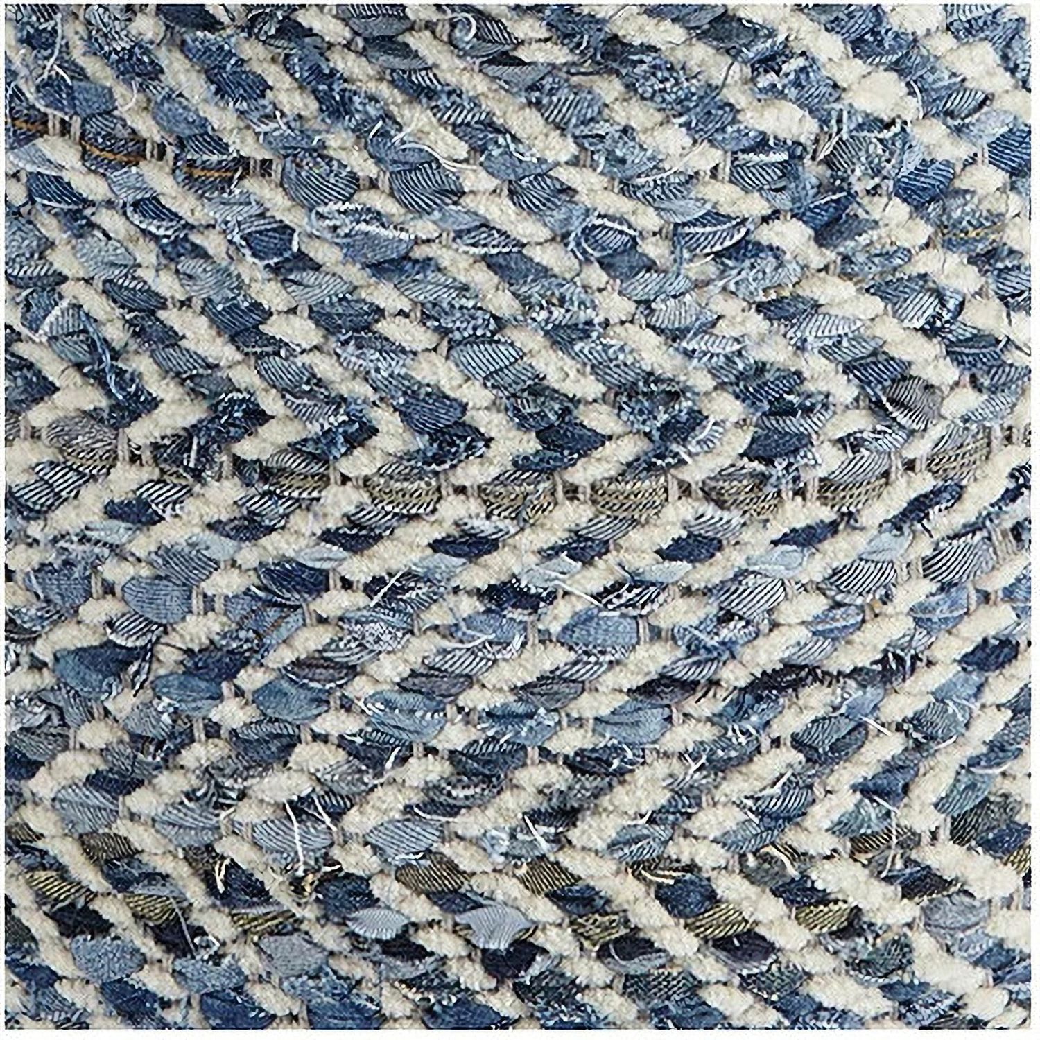 Chevron Blue Pouf A1000445