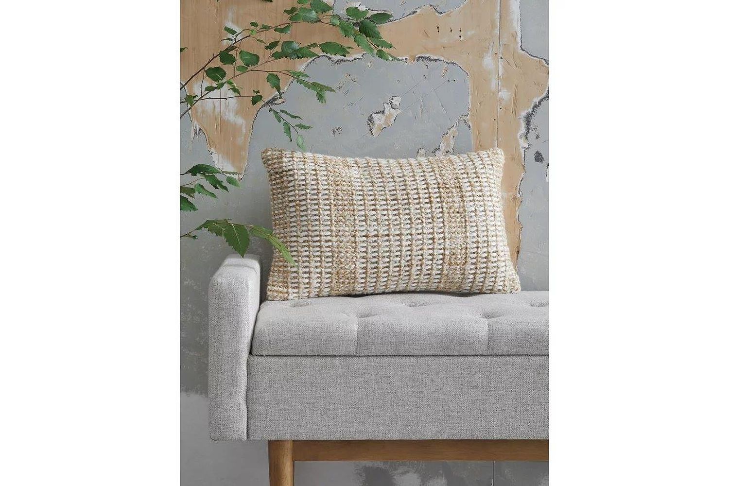 Hathby Pillow In Tan and White A1001048P
