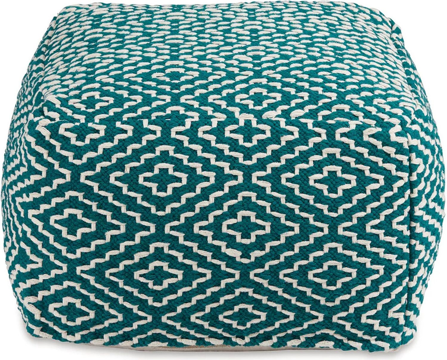 Brynnsen Pouf In Ivory and Teal A1001055