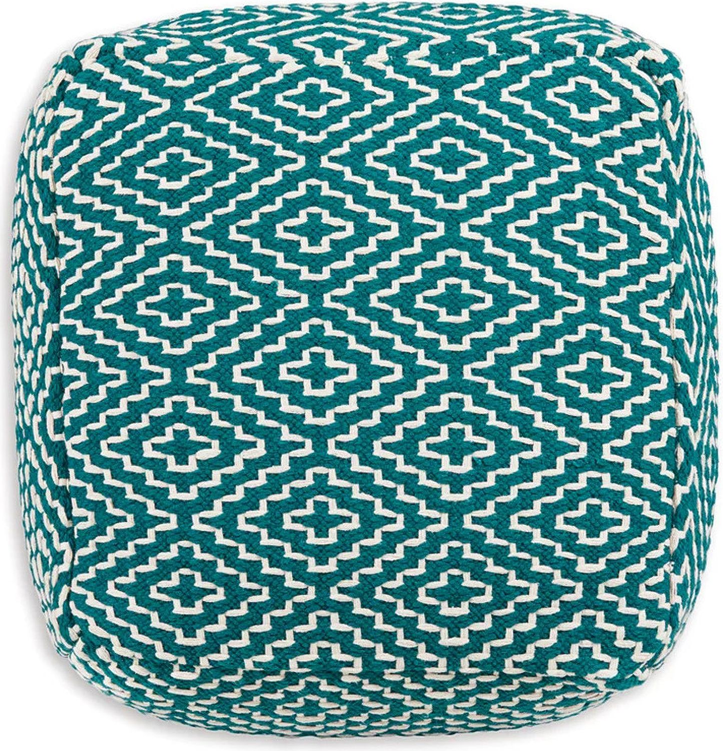Brynnsen Pouf In Ivory and Teal A1001055