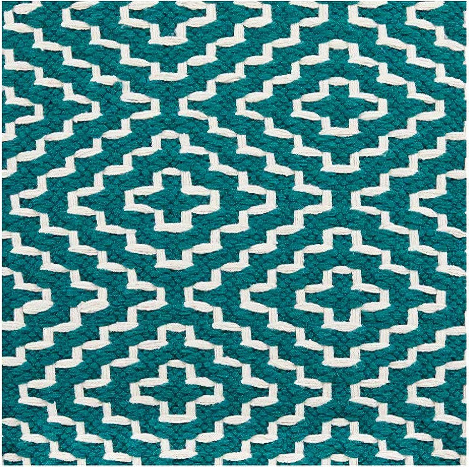 Brynnsen Pouf In Ivory and Teal A1001055