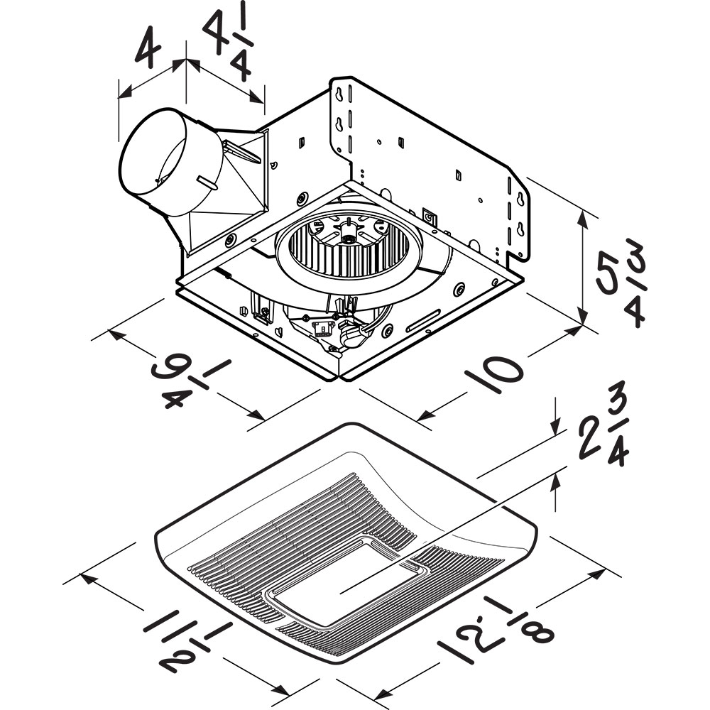 Flex Series 110 CFM Ceiling Roomside Installation Bathroom Exhaust Fan with Light A110L