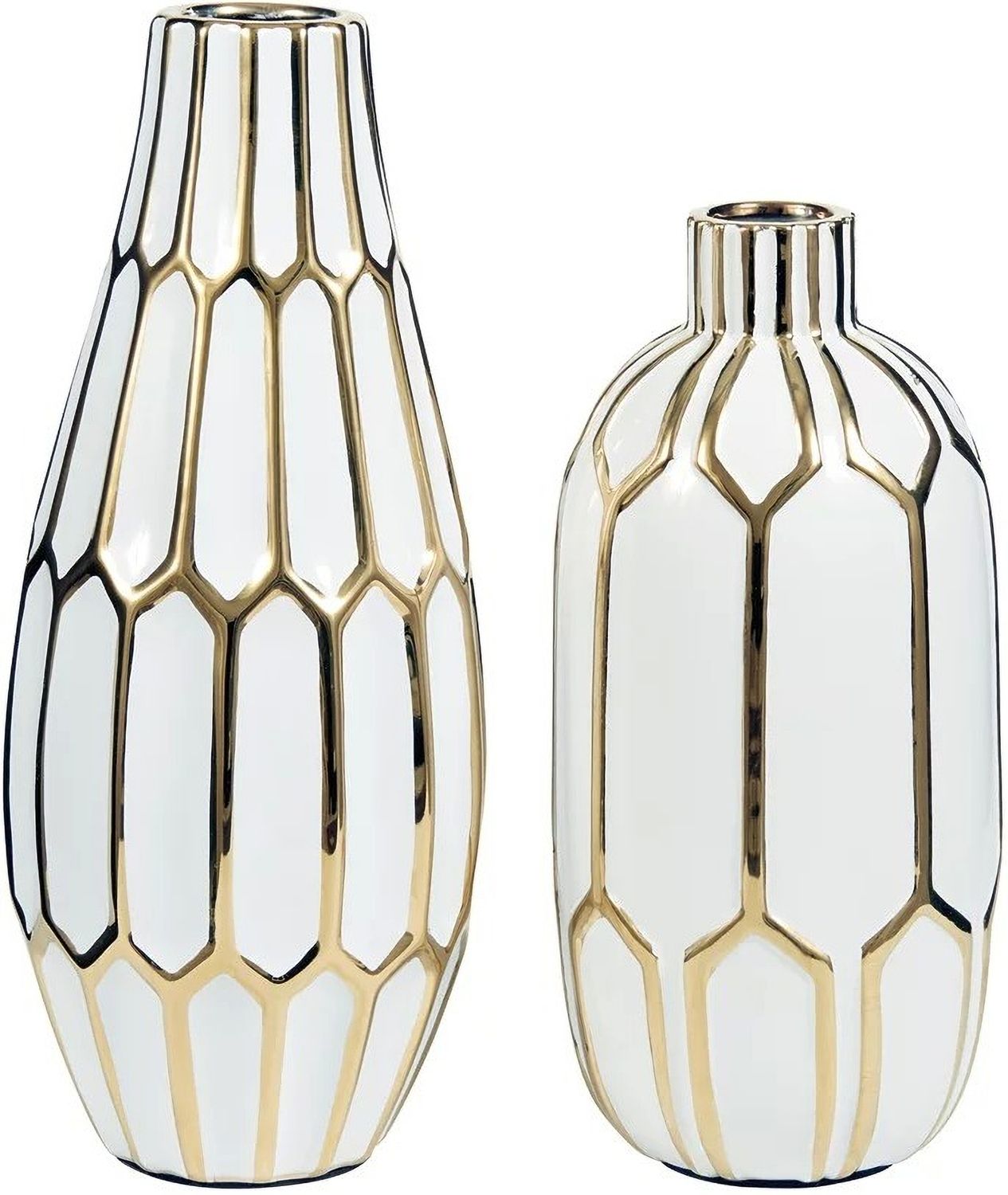Mohsen Gold and White Vase Set of 2 A2000135