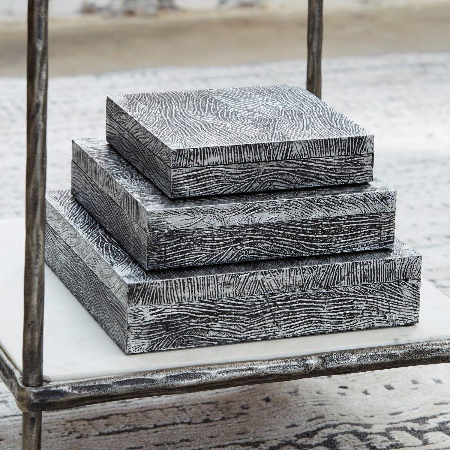 Keldy Antique Pewter Box Set of 3 A2000491