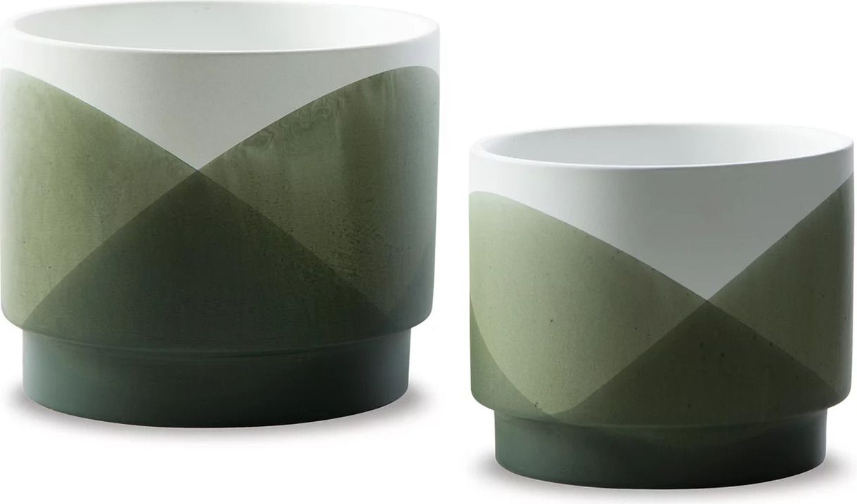 Ardenridge Green And White Planter Set Of 2 A2000579