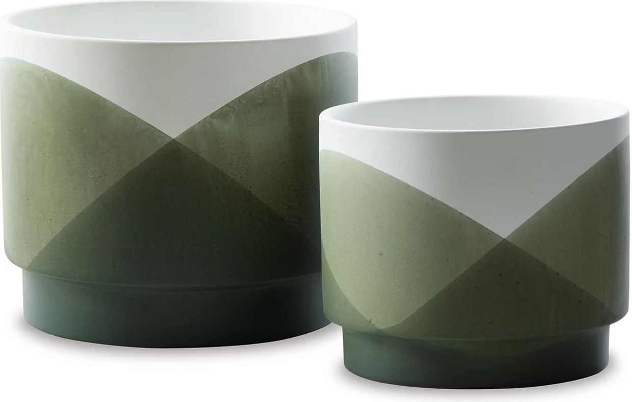 Ardenridge Green And White Planter Set Of 2 A2000579