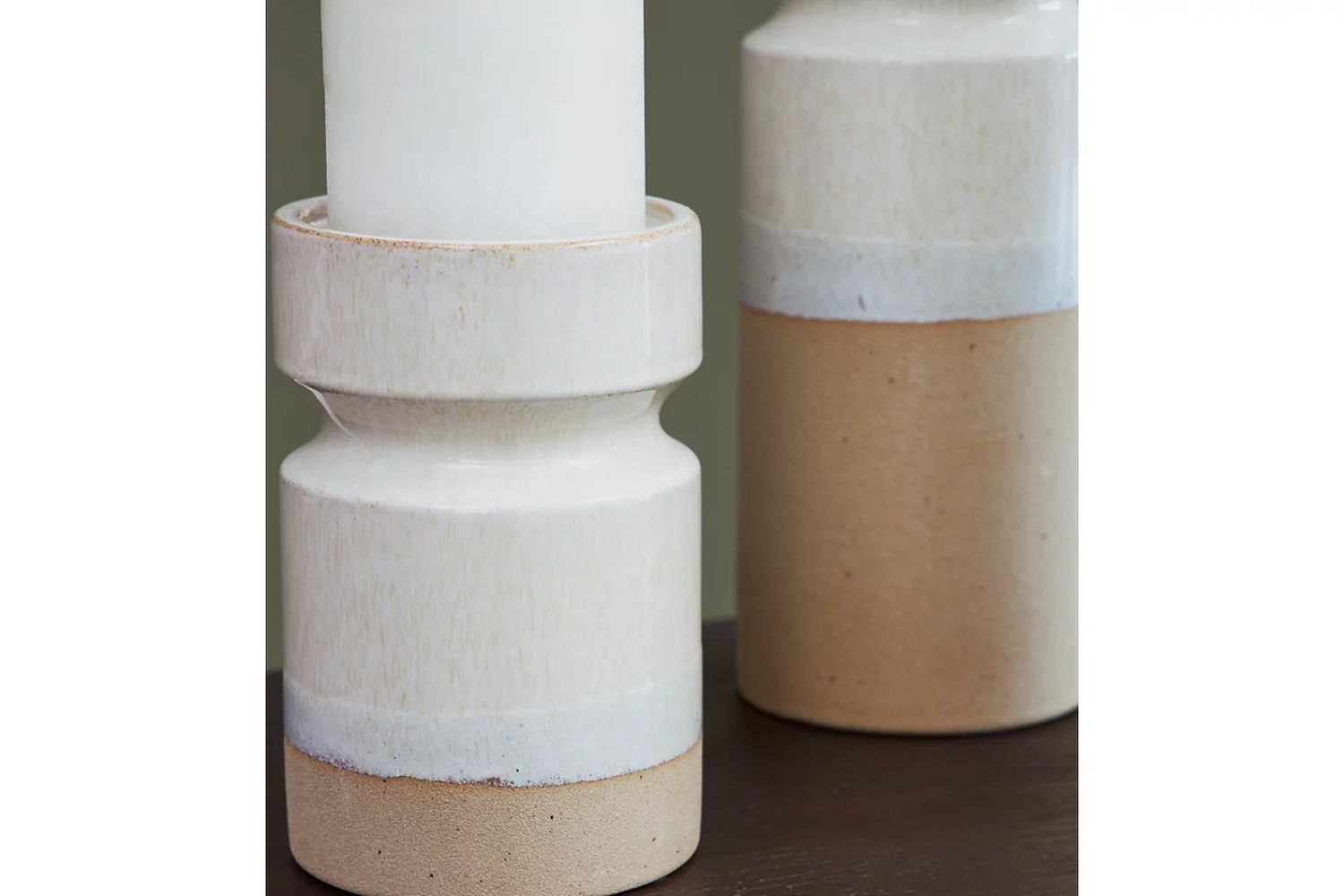 Hurston Ivory And Brown Candle Holder Set Of 3 A2000583