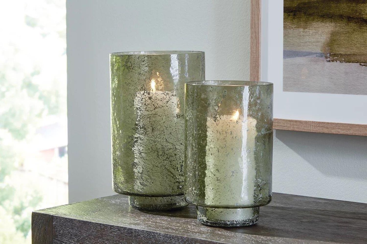 Clarkton Candle Holder Set of 2 In Green A2000623