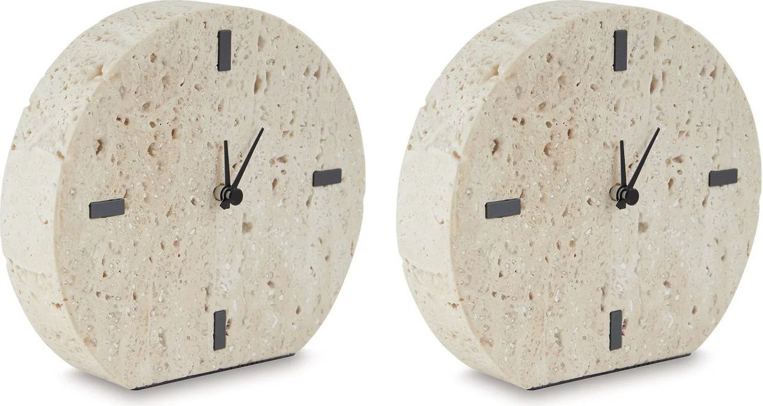 Donfordson Table Clock Set of 2 In Beige A2000660