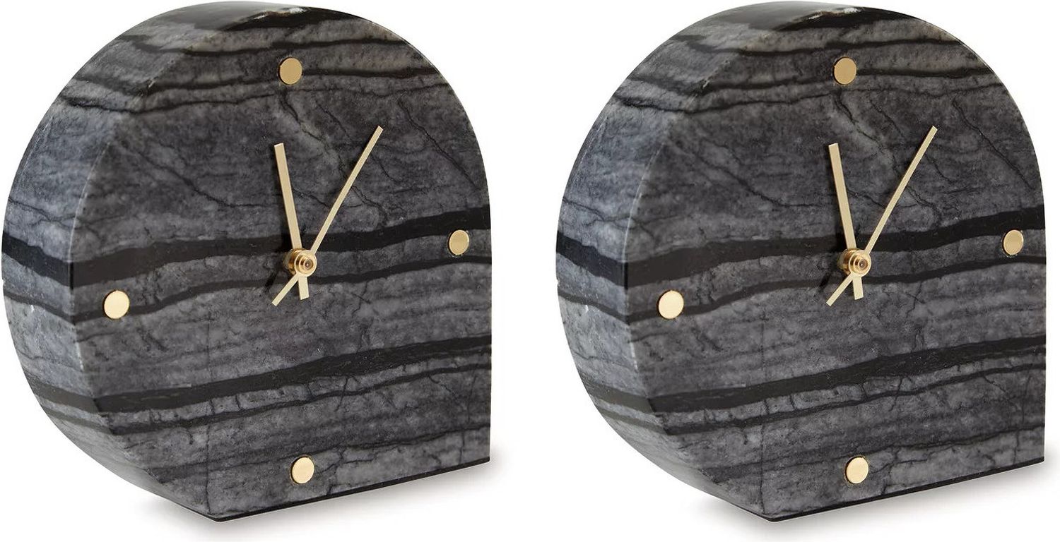 Janmour Table Clock Set of 2 In Black A2000661