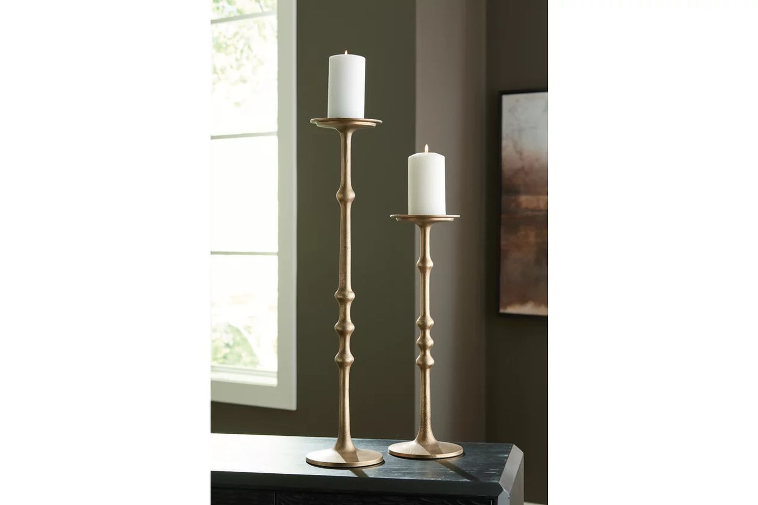 Larwick Candle Holder Set of 2 In Antique Brass A2000683