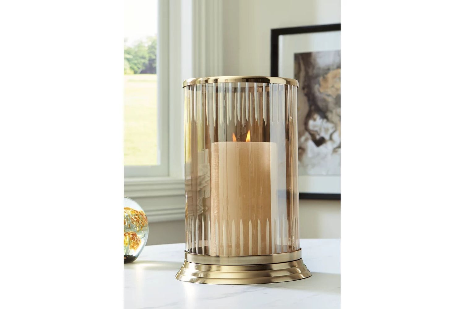 Aavinson Large Candle Holder In Amber A2000688