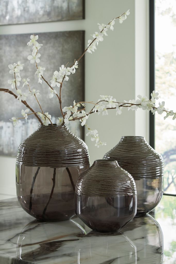 Harpwick 8 Inch Vase In Iridescent Gray A2000725