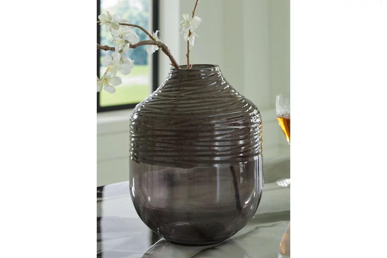 Harpwick 10 Inch Vase In Iridescent Gray A2000726