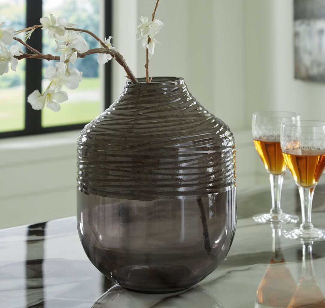 Harpwick 10 Inch Vase In Iridescent Gray A2000726