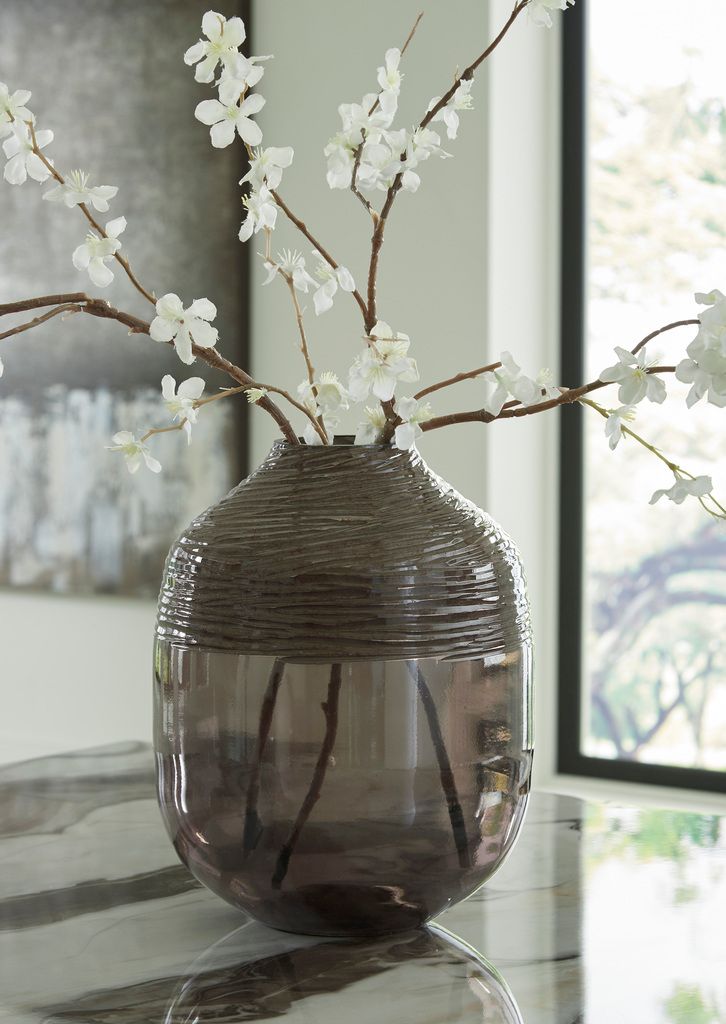 Harpwick 12 Inch Vase In Iridescent Gray A2000727