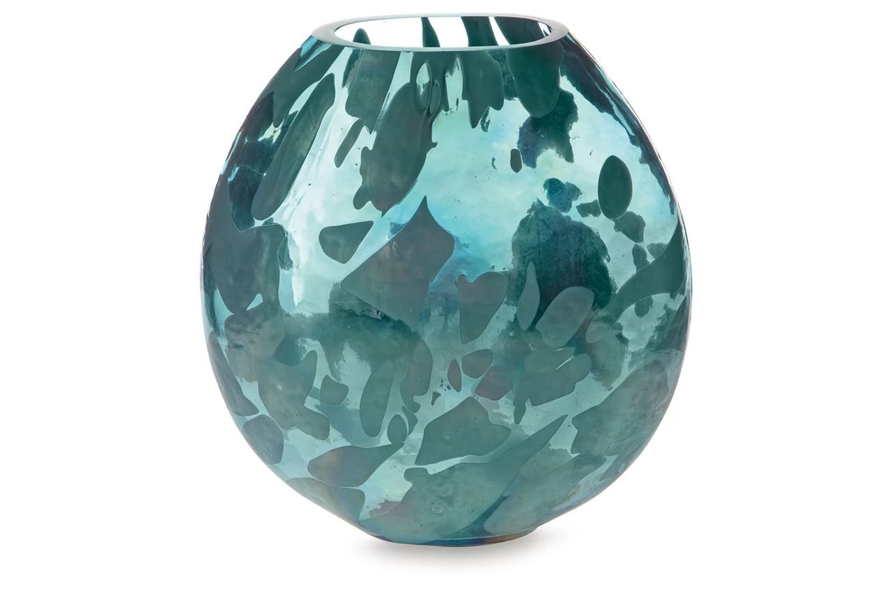Cartshaw 11 Inch Vase In Iridescent Teal A2000739