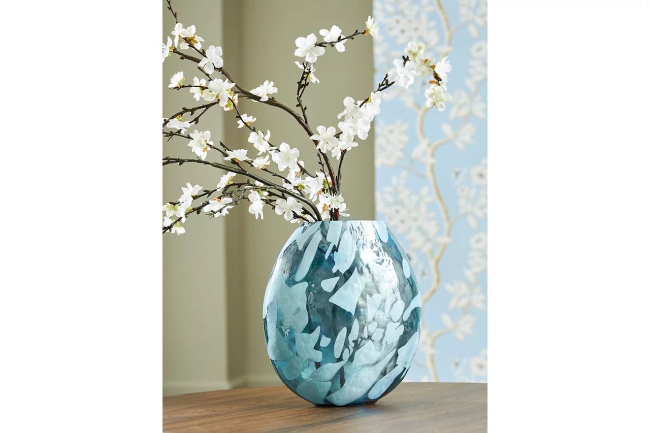 Cartshaw 11 Inch Vase In Iridescent Teal A2000739