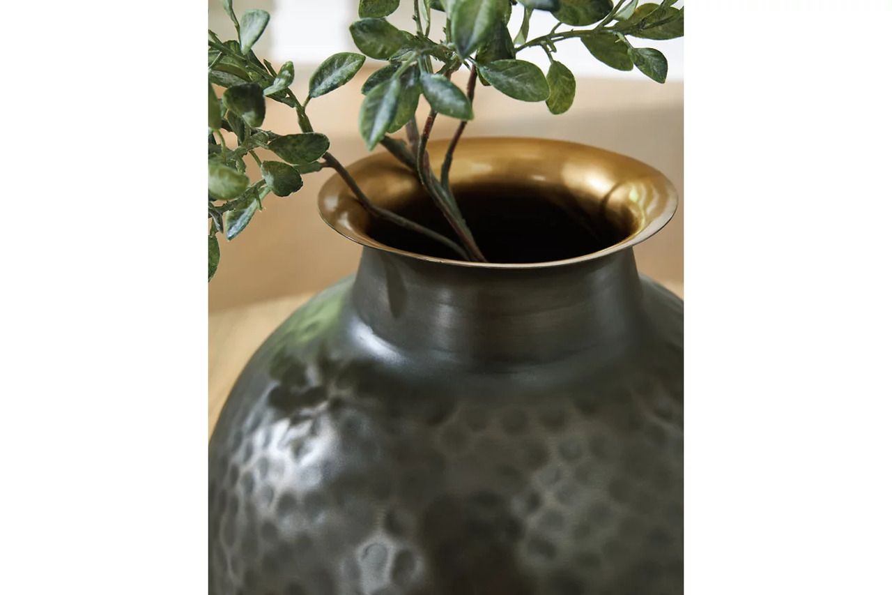 Woody Small Vase In Pewter and Gold A2000844