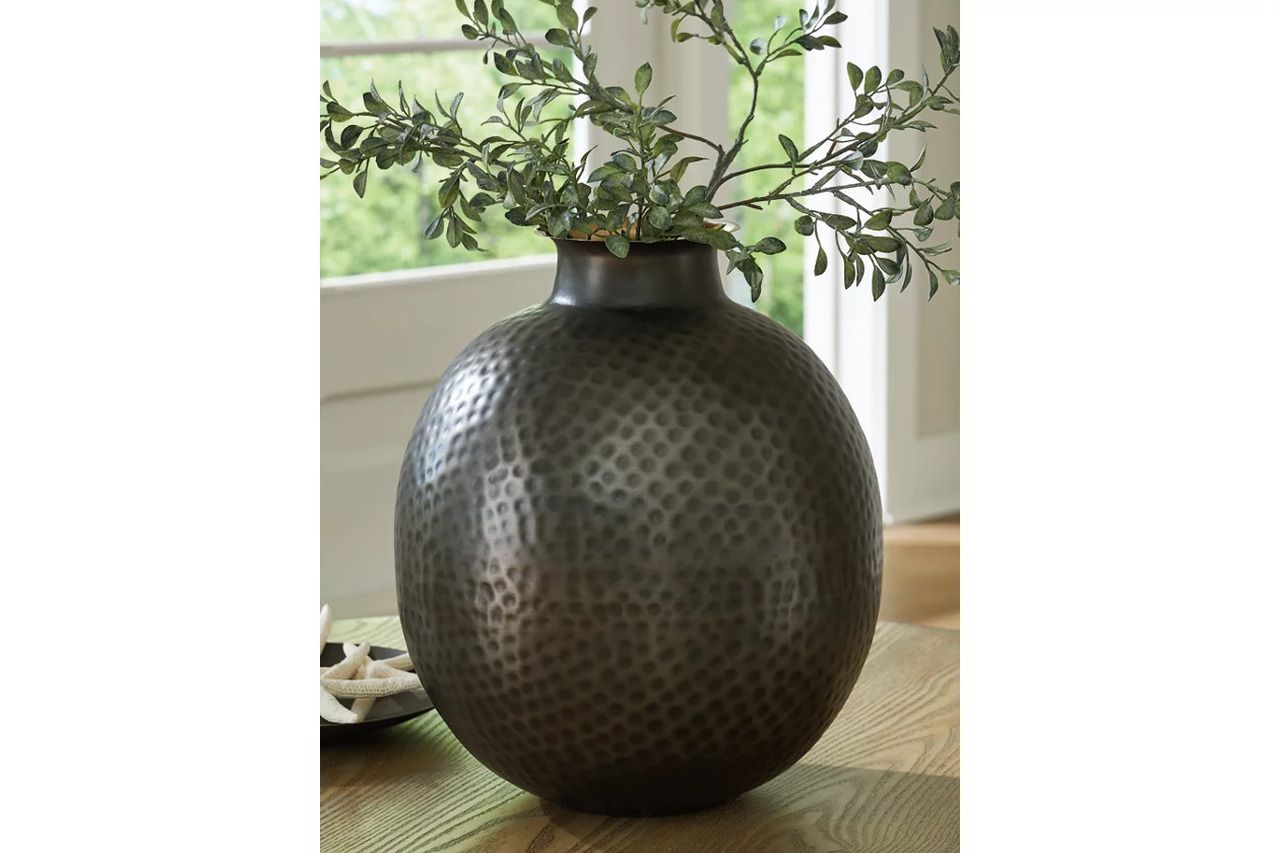 Woody Large Vase In Pewter and Gold A2000845