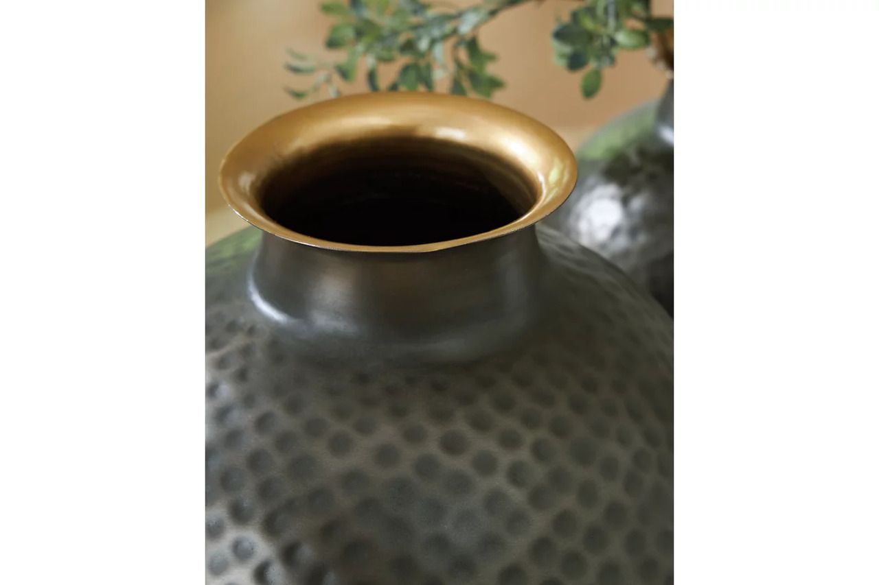 Woody Large Vase In Pewter and Gold A2000845